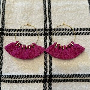 Dainty Tassel Artisan earrings in FUSCHIA